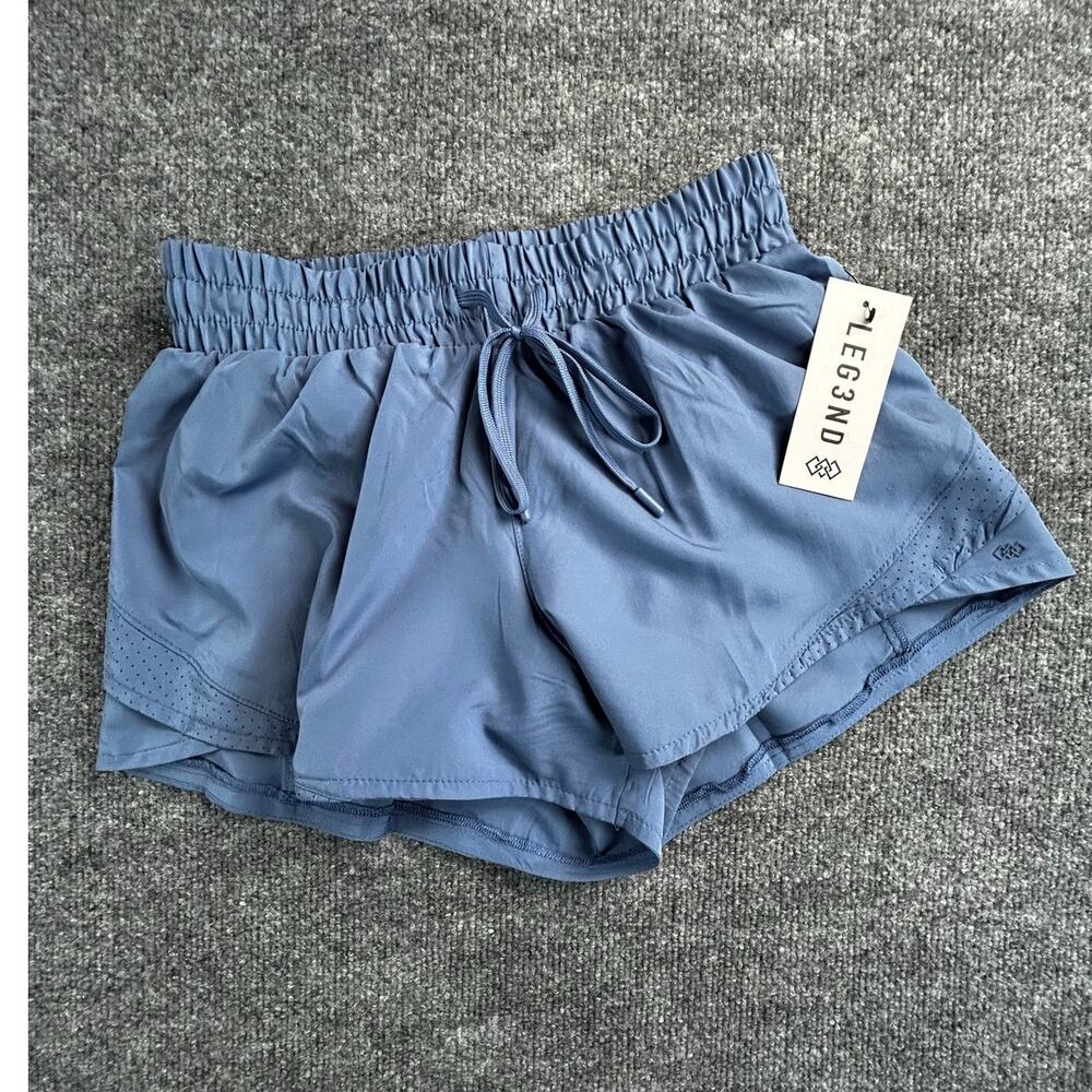 LEG3ND Womens S Blue 2-in-1 Running Shorts Built-In Liner NWT